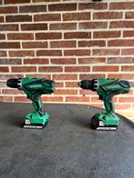 2 Hitachi boormachines + 3 batterijen + lader, Ophalen of Verzenden, Gebruikt, Boor- en Schroefmachine, Variabele snelheid