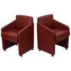 Vintage Koppel Rode Zetels Fauteuils Hoogwaardig Kunstleder, Huis en Inrichting, Fauteuils, Gebruikt, Onbekend, Onbekend, Onbekend