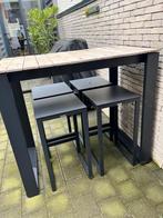 Bartafel met 4 krukken, Ophalen, Zo goed als nieuw, Rechthoekig, Metaal