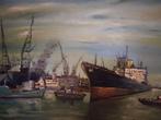 Maritiem tafereel: Zeeschip in de haven van Rotterdam, Ophalen