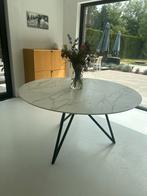 Keramische ronde tafel (marmeren look), Ophalen, Rond, Zo goed als nieuw, Vijf personen of meer