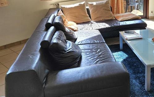 Lederen sofa met chaise longue, Maison & Meubles, Canapés | Sofas & Chaises Longues, Utilisé, Enlèvement