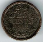 25 cent 1912 Nederland zilver (.640), Verzenden, Zilver, 25 cent, Koningin Wilhelmina