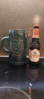 Grote stenen bierpot van Cristal Alken 1 liter donker groen, Autres marques, Chope(s), Utilisé, Enlèvement ou Envoi