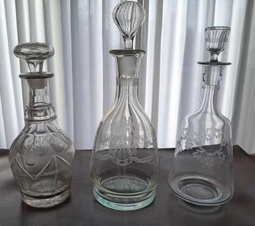 3 Antieke Karaffen uit 1850, Antiek en Kunst, Antiek | Glaswerk en Kristal, Ophalen of Verzenden
