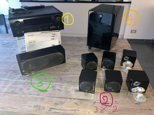 Complete DENON surround versterker met 6 Radius 45HD/Black G, Audio, Tv en Foto, Luidsprekerboxen, Zo goed als nieuw, Complete surroundset