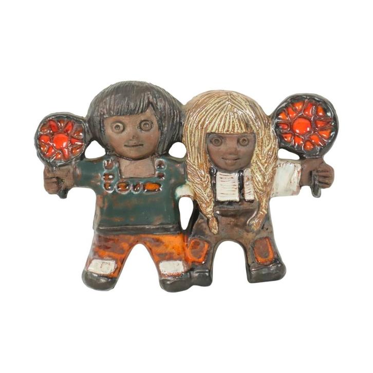 Wandsculptuur Kinderen Elisabeth Vandeweghe Perignem 30cm, Antiquités & Art, Antiquités | Céramique & Poterie, Enlèvement ou Envoi