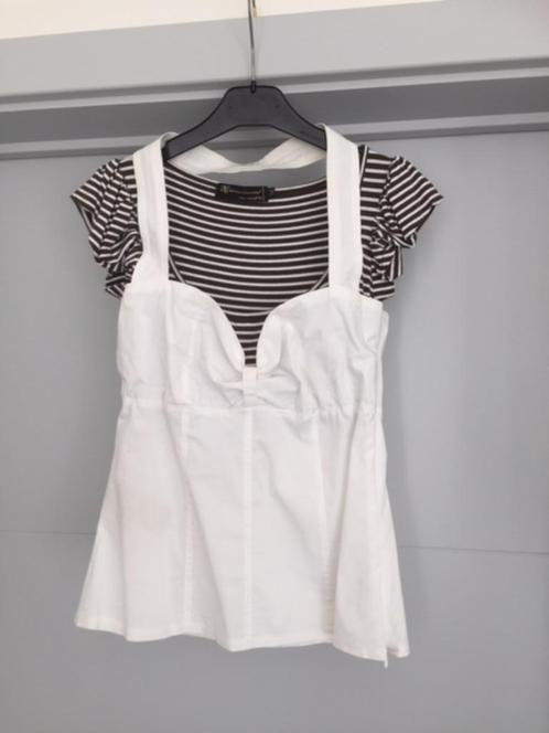 Top met onderstuk in één / X Small, Kleding | Dames, Topjes, Gedragen, Maat 34 (XS) of kleiner, Wit, Korte mouw, Ophalen of Verzenden