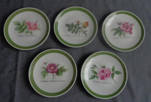 HUTSCHENREUTHER P.J. REDOUTE ROSIER set 5 gebaksborden 15cm, Huis en Inrichting, Keuken | Servies, Zo goed als nieuw, Verzenden