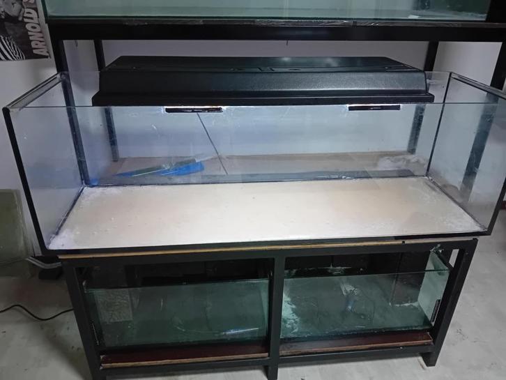 3 aquaria met stelling, verwarming, pompen en verlichting, Dieren en Toebehoren, Vissen | Aquaria en Toebehoren, Zo goed als nieuw