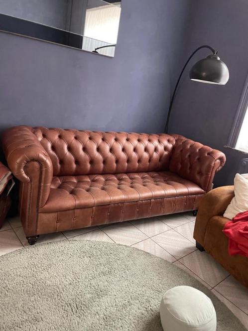 Chesterfield bank/bank, Huis en Inrichting, Zetels | Zetels, Zo goed als nieuw, Rechte bank, Driepersoons, 150 tot 200 cm, 75 tot 100 cm