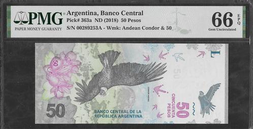 Argentinië - 50 Pesos 2018 - Pick 363a - PMG 66 EPQ, Postzegels en Munten, Bankbiljetten | Amerika, Los biljet, Zuid-Amerika, Ophalen of Verzenden