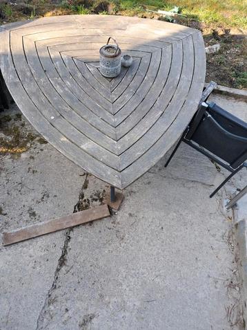 Tafel + 6 stoelen 100% teakhout FSC+ALU. 160X160 originele v, Tuin en Terras, Ophalen, Gebruikt, 1 tot 2 meter, Overige typen