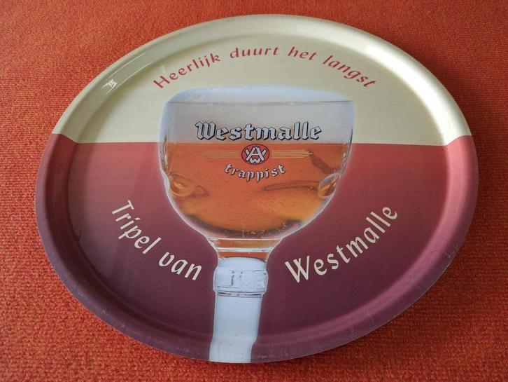 grote dubbelzijdige bierplateau  westmalle, Verzamelen, Merken en Reclamevoorwerpen, Zo goed als nieuw, Reclamebord, Ophalen of Verzenden