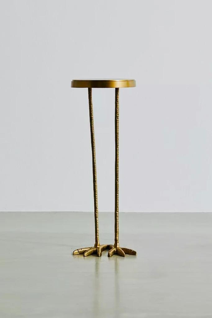 Gold metal side table bijzettafel bird-like two bird feet, Huis en Inrichting, Tafels | Bijzettafels, Nieuw, Rond, 45 tot 60 cm