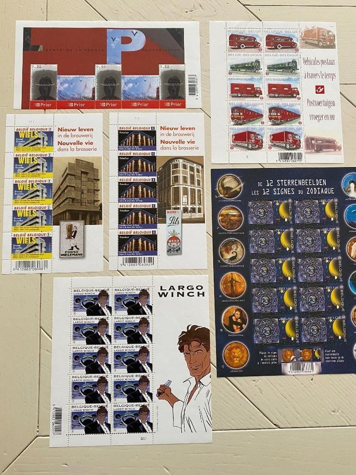 postzegels, 5 postzegelvelletjes, Postzegels en Munten, Postzegels | Europa | België, Postfris, Postfris, Ophalen of Verzenden