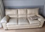 Zetel  2&3 zit beige leder, Huis en Inrichting, Ophalen, Gebruikt