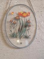 Ovale glas-in-lood muur bloemendecor, Antiek en Kunst, Ophalen of Verzenden