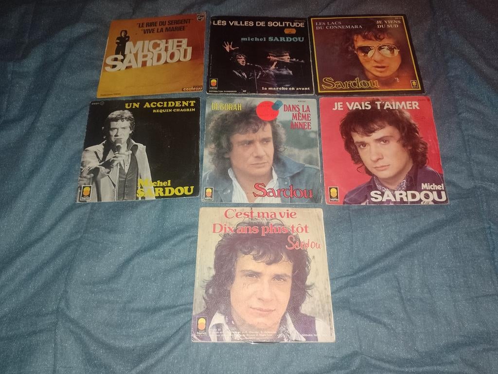 Te koop 7 vinyl 45 rpm van Michel Sardou, Cd's en Dvd's, Vinyl | Overige Vinyl, Gebruikt, Overige formaten, Ophalen of Verzenden