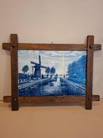 Antiek Tegeltableau in Houten Lijst,molen, Ophalen of Verzenden