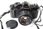 Canon AV1 ZWART + Canon FD 50mm 1.8, Ophalen of Verzenden, Gebruikt, Spiegelreflex, Canon