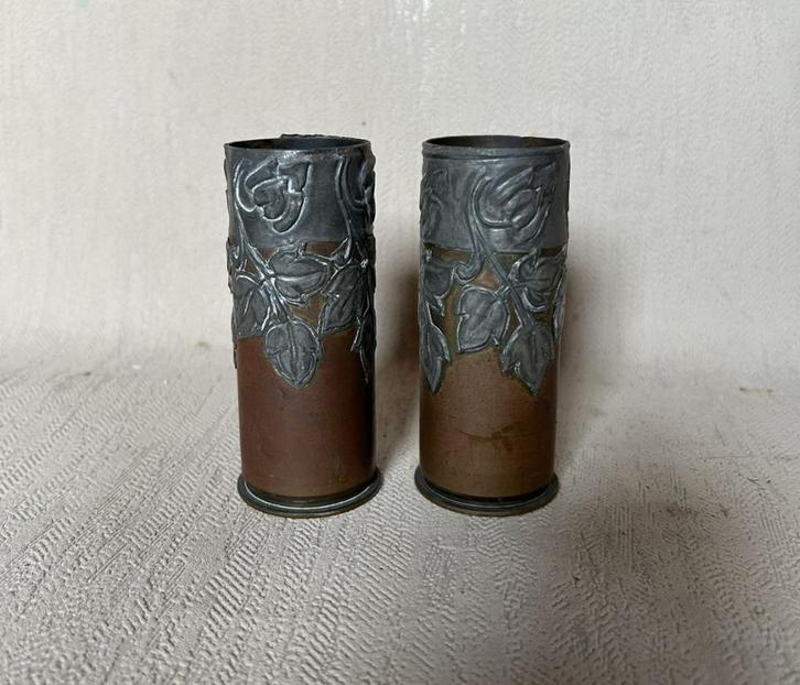 wo1 - 3,7cm Krupp Sockelflak hulzen trench art - LEEG, Verzamelen, Militaria | Algemeen, Landmacht, Hulzen of Bodemvondsten, Ophalen of Verzenden