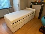 Uitschuifbaar bed met nachtkastje, Ophalen, Verstelbaar, Eenpersoons, Wit