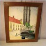 Mooi Geschilderd Werk 'Zicht in Brugge' - gesigneerd, Antiek en Kunst, Ophalen of Verzenden
