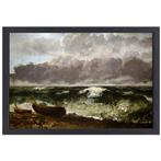 La mer agitée - Toile Gustave Courbet + cadre de cuisson 70x, Envoi, Création originale, 50 à 75 cm, 50 à 75 cm