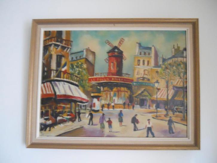 peinture huile sur toile le moulin rouge 1960, Antiquités & Art, Art | Peinture | Classique, Enlèvement