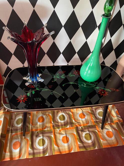 Vintage sallontafel, Huis en Inrichting, Tafels | Salontafels, Gebruikt, Glas, Ophalen