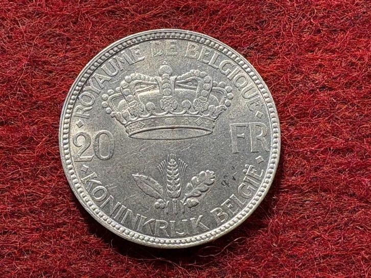 20 Frank Rau - 1935 Pos A (#108#), Postzegels en Munten, Munten | België, Losse munt, Zilver, Zilver, Ophalen of Verzenden