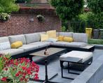 Loungehoek zwart  6 personen met sunbrella kussens, Tuin en Terras, Ophalen, Zo goed als nieuw, Aluminium