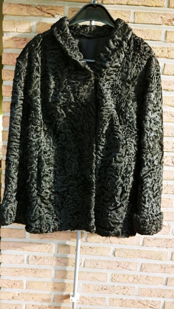 Astrakan damesmantel/jas * L * zwart, Kleding | Dames, Carnavalskleding en Feestkleding, Zo goed als nieuw, Kleding, Maat 42/44 (L)