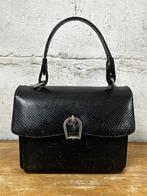 Sac à main vintage en cuir de reptile, Enlèvement ou Envoi, Utilisé, Noir, Sac à main