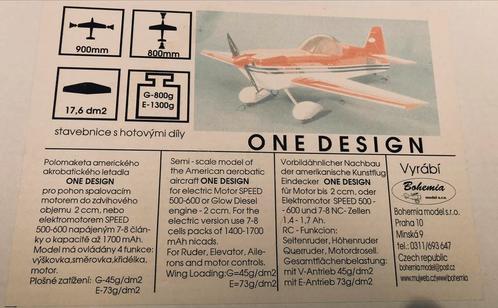one design van 90 cm tot afwerking, Hobby en Vrije tijd, Modelbouw | Radiografisch | Vliegtuigen, Zo goed als nieuw