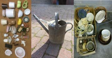 Cachepots, planten- of bloempotten en zinken gieter  beschikbaar voor biedingen
