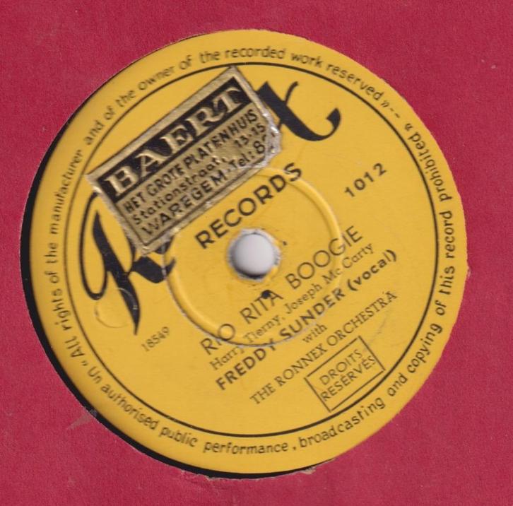 Freddy Sunder – Rio Rita Boogie / That ol’ black magic – She, Cd's en Dvd's, Vinyl | Overige Vinyl, Gebruikt, 10 inch, Ophalen of Verzenden