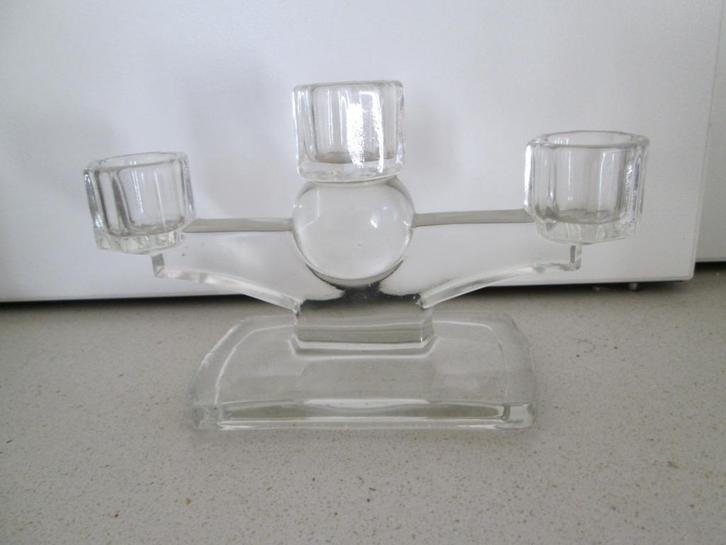 Mooie  Art Deco kandelaar jaren 1930 voor 3 kaarsen, Antiek en Kunst, Antiek | Glaswerk en Kristal, Ophalen of Verzenden