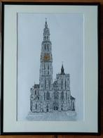 Mooie pentekening O-L-V-kathedraal  Antwerpen, Antiek en Kunst, Ophalen of Verzenden