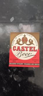 Oud bieretiket castel beer br Titart Frasnes lez, Verzamelen, Ophalen of Verzenden