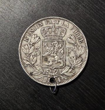 5 francs Leopold II 1874 - in medaillon beschikbaar voor biedingen