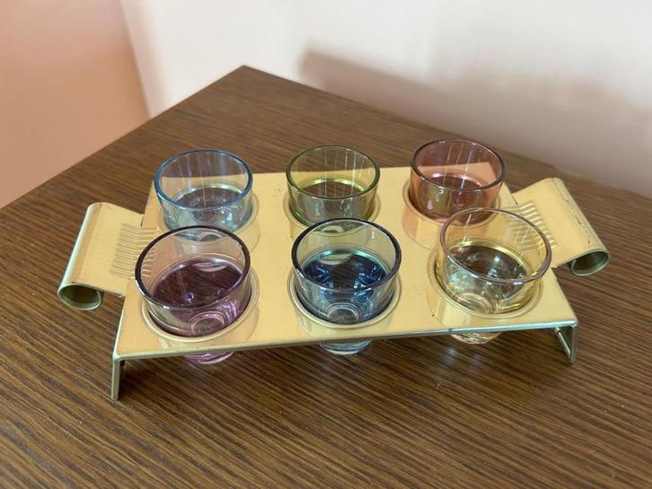 Set van gekleurde shot of theeglazen, Verzamelen, Glas en Drinkglazen, Nieuw, Ophalen