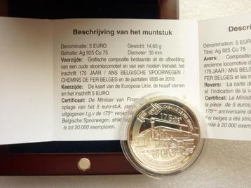 175 jaar spoorweg Belgie, Verzenden, Zilver, België, 5 euro