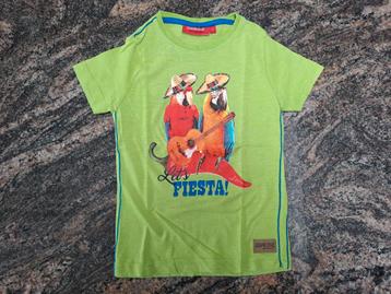 Mt 92 Groene T-shirt 2 papegaaien en gitaar Fiesta!