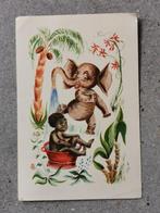 oude postkaart Olifant en Afrikaans kindje -China missiebond, Gelopen, Kinderen, Ophalen of Verzenden