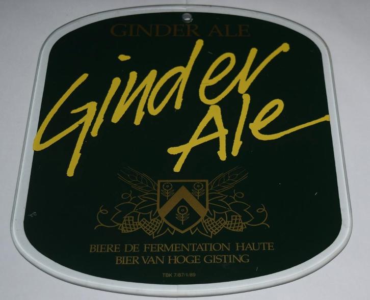Ginder - Ale / Glas - reclame, Verzamelen, Biermerken, Gebruikt, Reclamebord, Plaat of Schild, Overige merken, Verzenden
