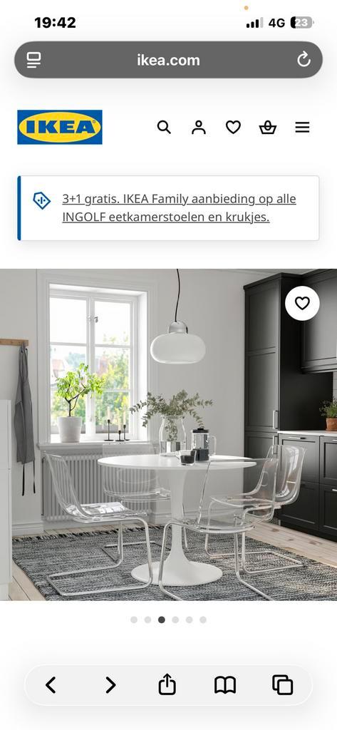 Tobias stoelen ikea, Huis en Inrichting, Stoelen, Zo goed als nieuw, Vier, Kunststof, Wit, Ophalen of Verzenden