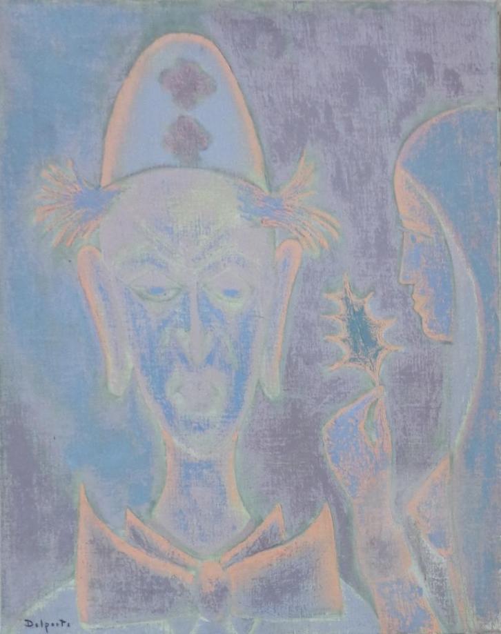 CHARLES DELPORTE / CLOWN / OLIEVERF DOEK / 70x55cm / CHASSIS, Antiek en Kunst, Kunst | Schilderijen | Modern, Ophalen of Verzenden