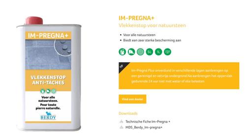 Berdy Im-pregna+ Vlekkenstop voor natuursteen, Tuin en Terras, Tegels en Klinkers, Nieuw, Overige typen, Natuursteen, Ophalen